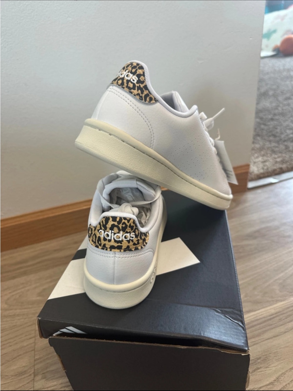 adidas White Sneakers with Leopard Heel Detail - Picture 4 of 9